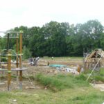 Aire de jeu, construction, jardins de Brocéliande